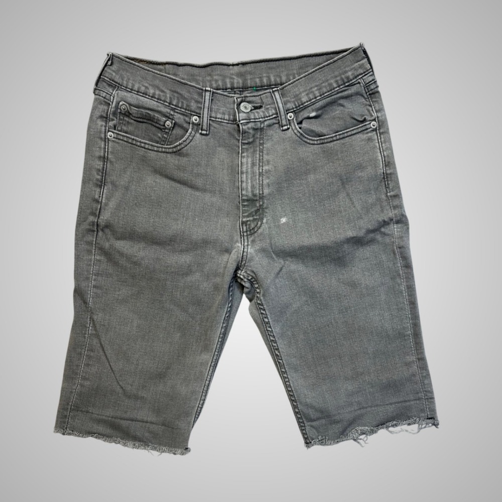 Levi's 511 Slim Fit Denim Shorts Mens 33 Gray Excellent Raw Hem Stretch Cutoff